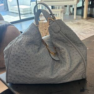 Gucci Gray Ostrich Tote
